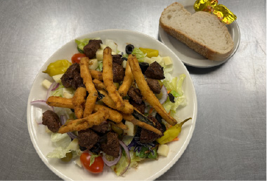 Delicious steak salad cooked to perfection at Ricardo’s Restaurant Famous Steakhouse in Erie, PA